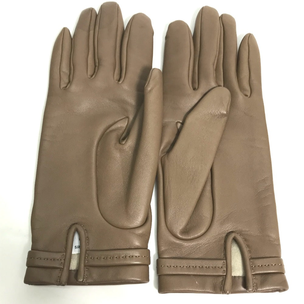 HERMES gloves Lamb leather Gray type heart Dream love 6.5
