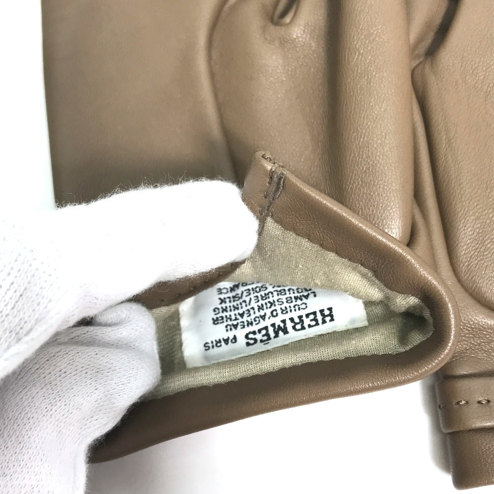 HERMES gloves Lamb leather Gray type heart Dream love 6.5