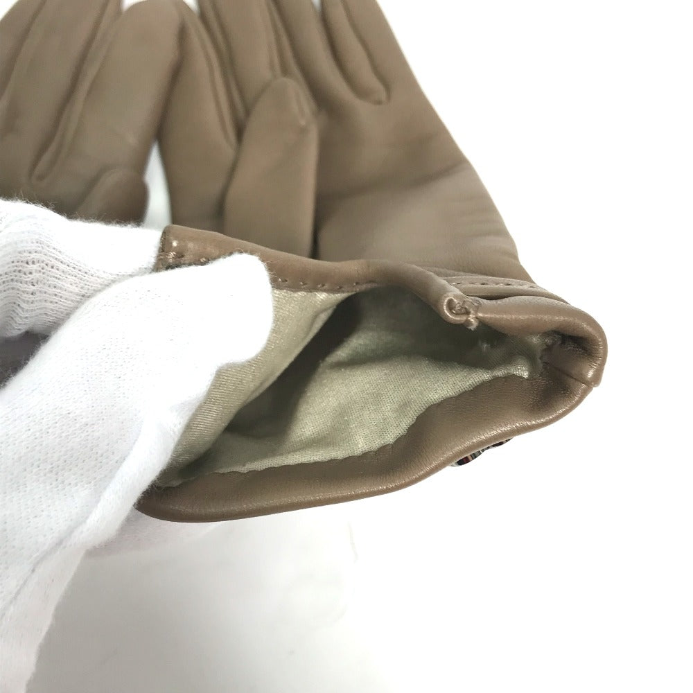 HERMES gloves Lamb leather Gray type heart Dream love 6.5