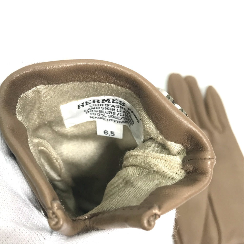 HERMES gloves Lamb leather Gray type heart Dream love 6.5