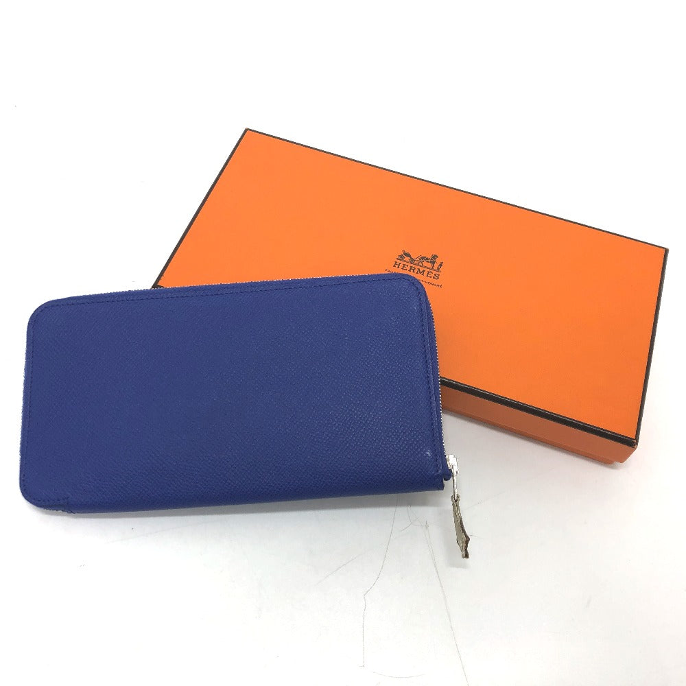 HERMES Long Wallet Purse Epsom Blue type Azap long silk in Women Used
