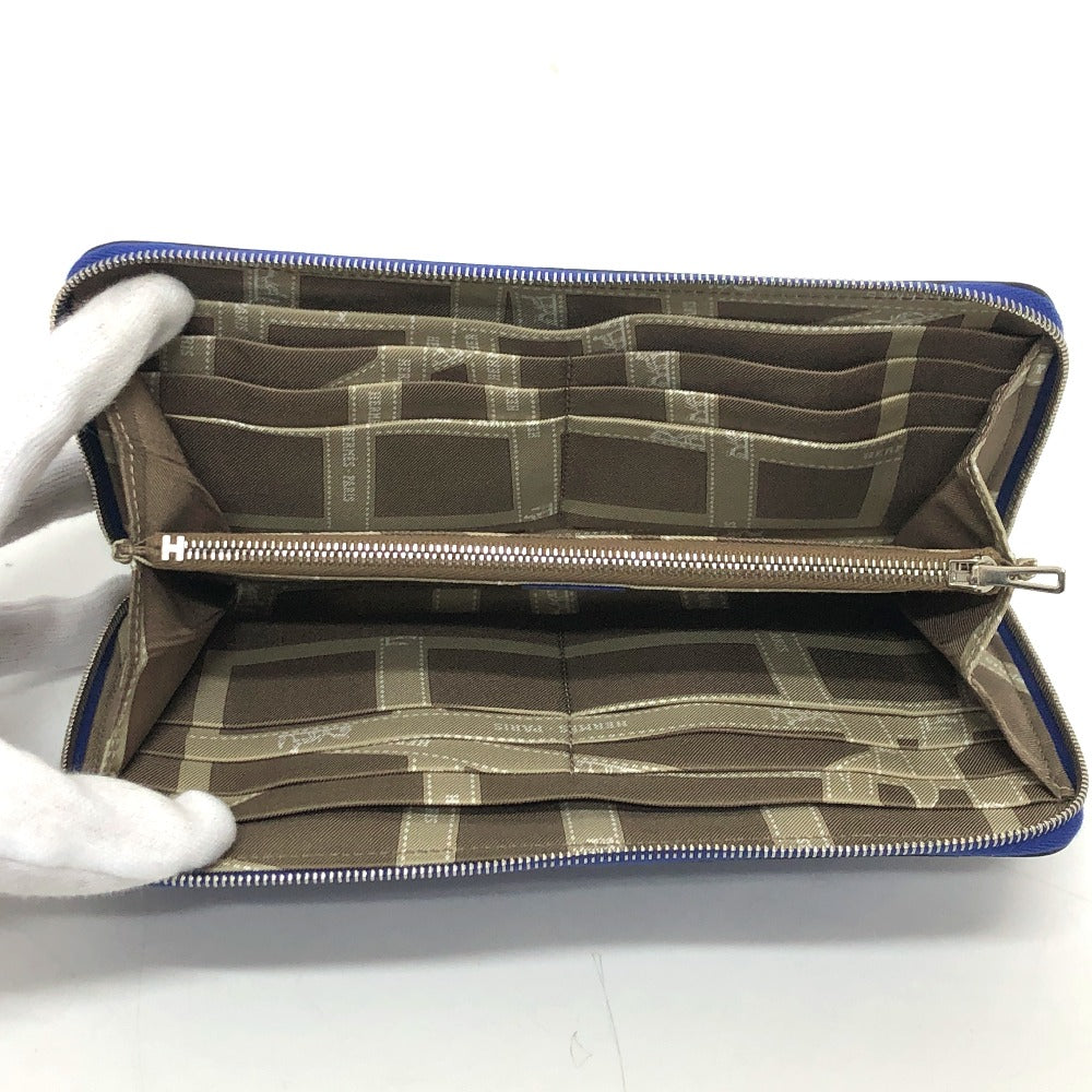 HERMES Long Wallet Purse Epsom Blue type Azap long silk in Women Used
