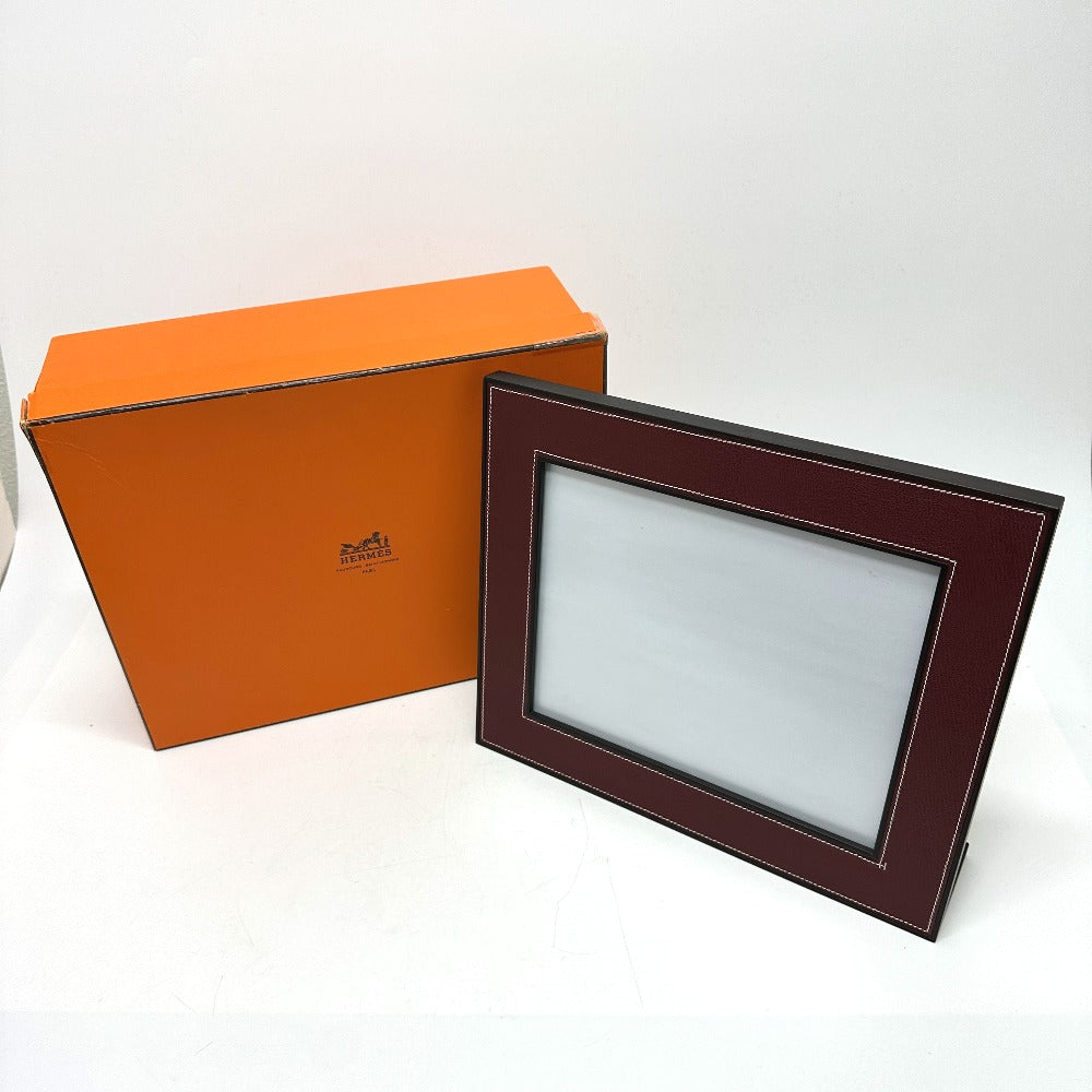 HERMES Photo frame leather Bordeauxtype Playard GM