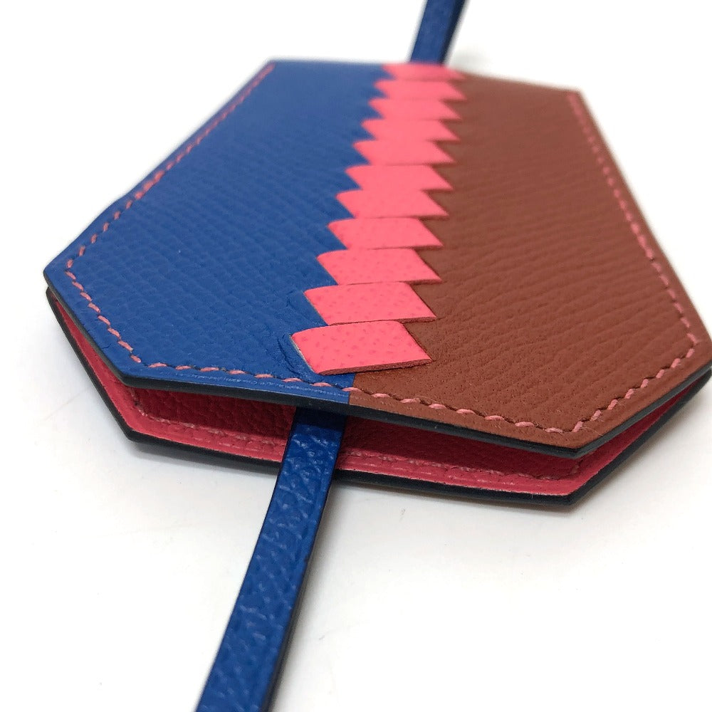 HERMES Key ring Epsom blue Cle Grand Tresage