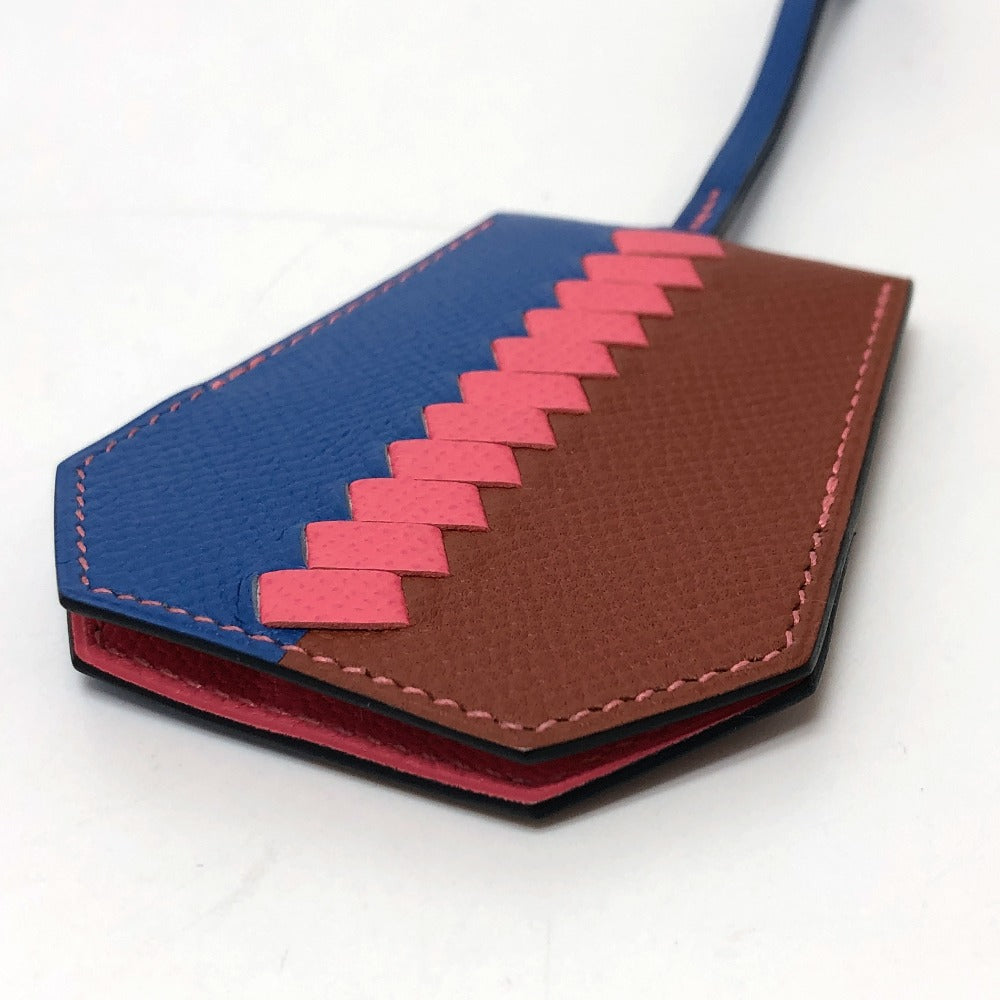 HERMES Key ring Epsom blue Cle Grand Tresage