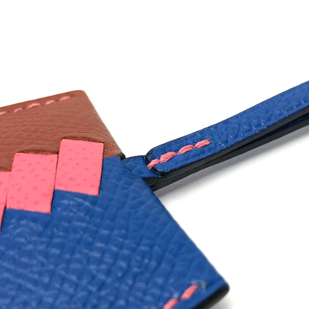 HERMES Key ring Epsom blue Cle Grand Tresage