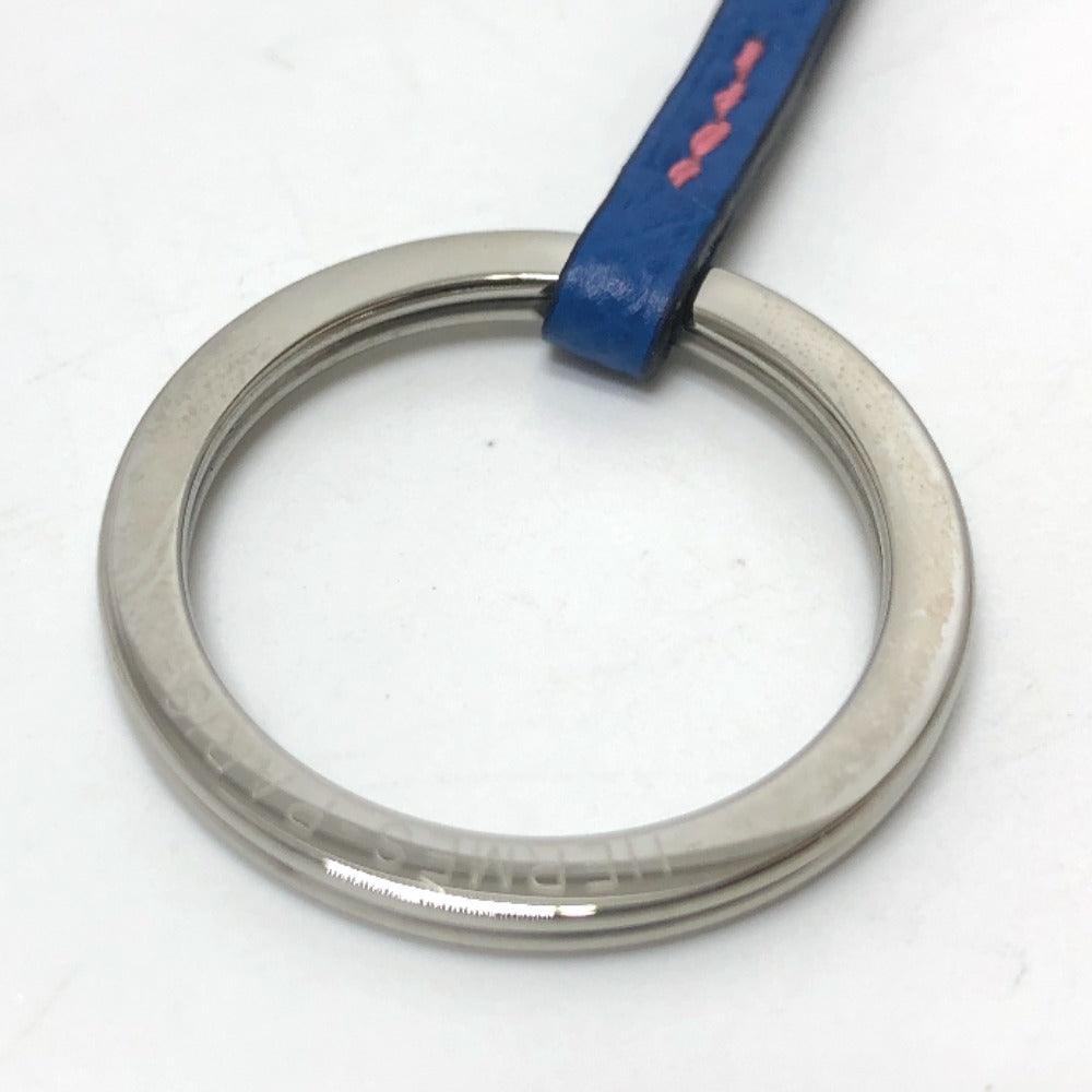 HERMES Key ring Epsom blue Cle Grand Tresage
