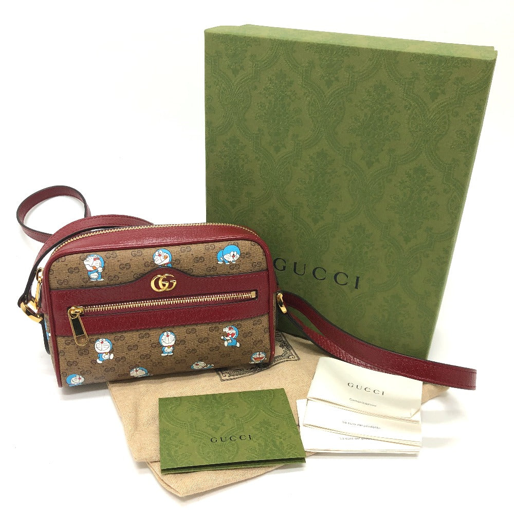 GUCCI Shoulder Bag 647784 GG Supreme Canvas Brown GG Supreme Doraemon x GUCCI Women Used