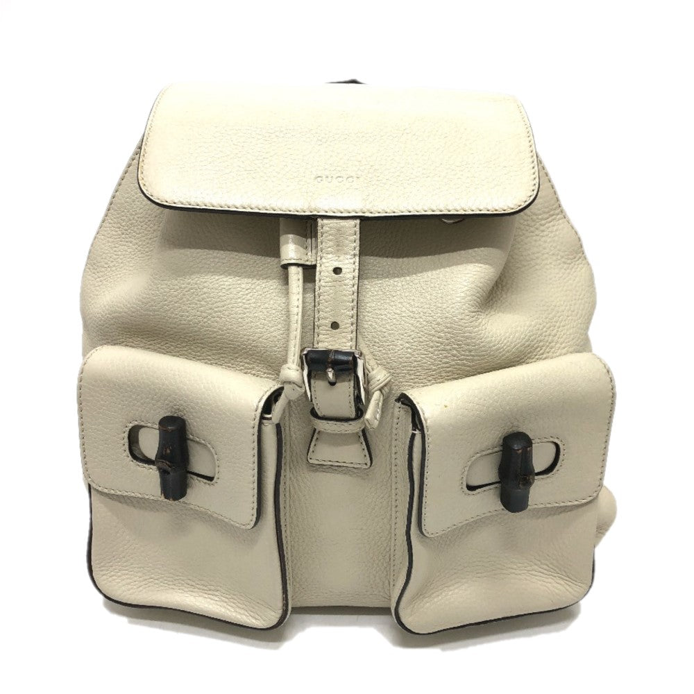 GUCCI Backpack 370833 leather White type Bamboo Backpack Women Used