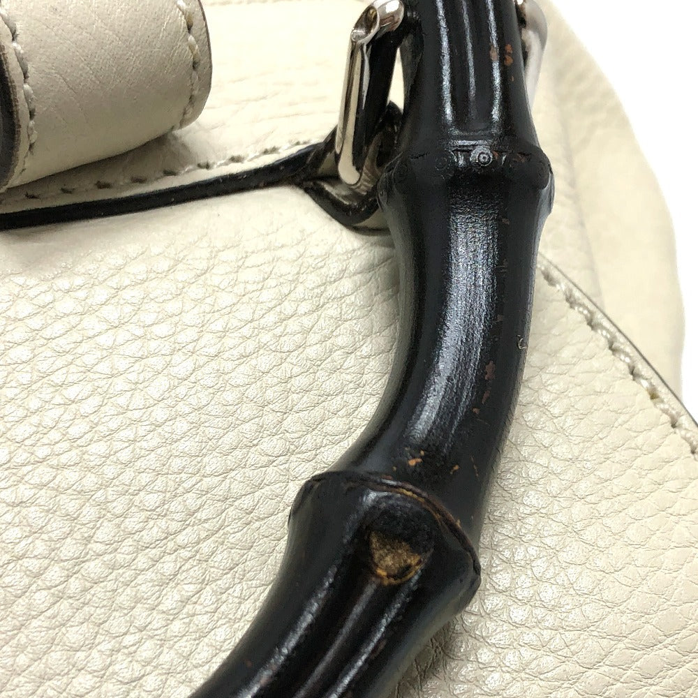 GUCCI Backpack 370833 leather White type Bamboo Backpack Women Used