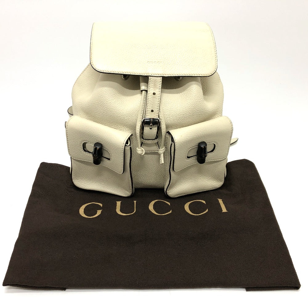 GUCCI Backpack 370833 leather White type Bamboo Backpack Women Used