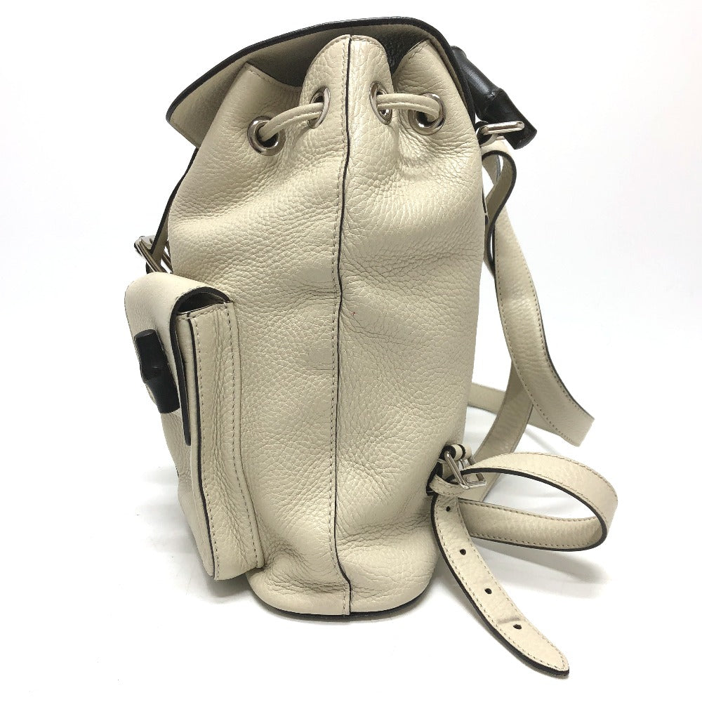 GUCCI Backpack 370833 leather White type Bamboo Backpack Women Used