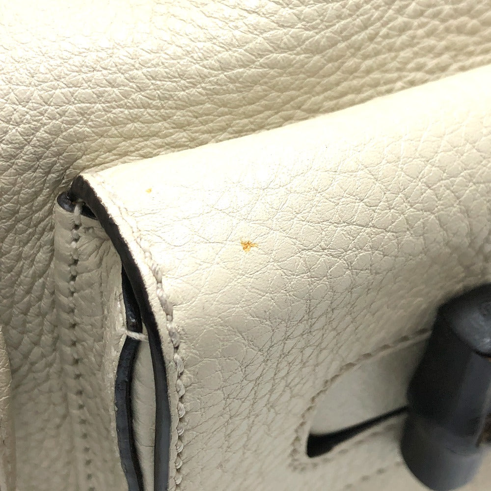 GUCCI Backpack 370833 leather White type Bamboo Backpack Women Used