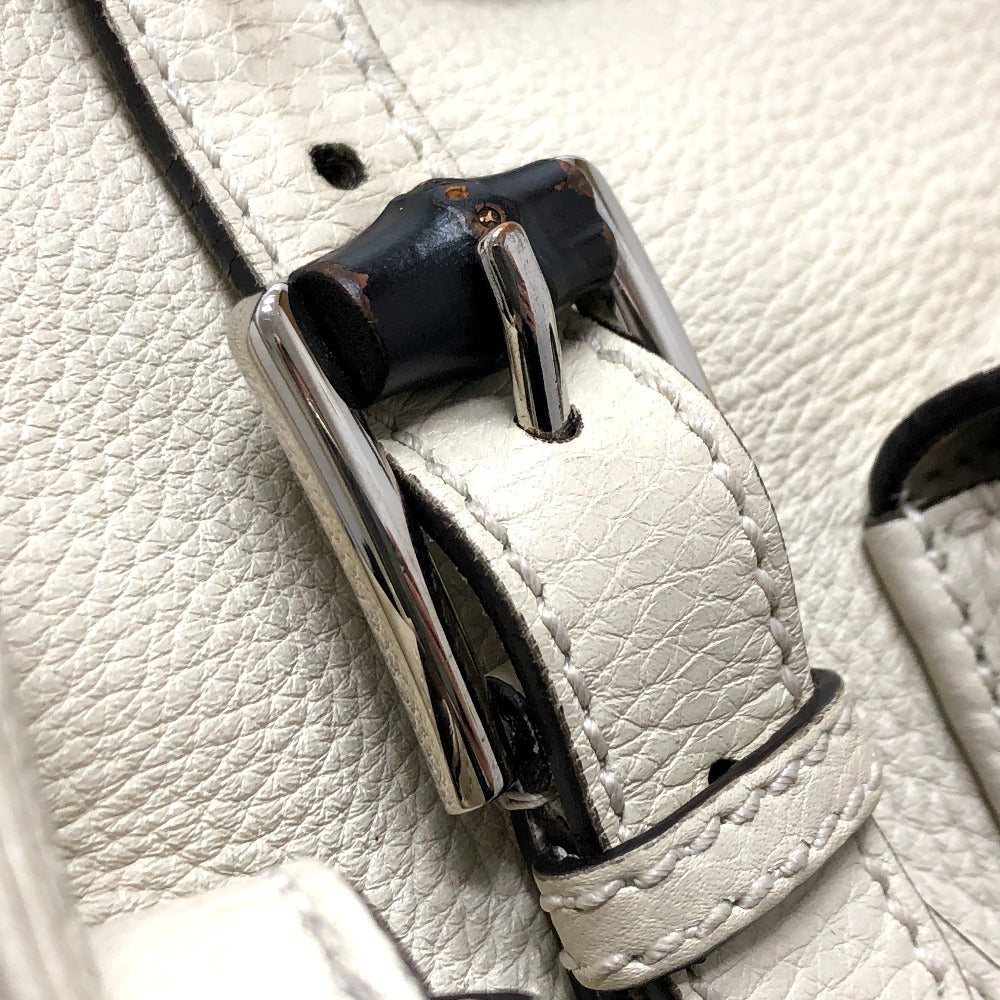 GUCCI Backpack 370833 leather White type Bamboo Backpack Women Used
