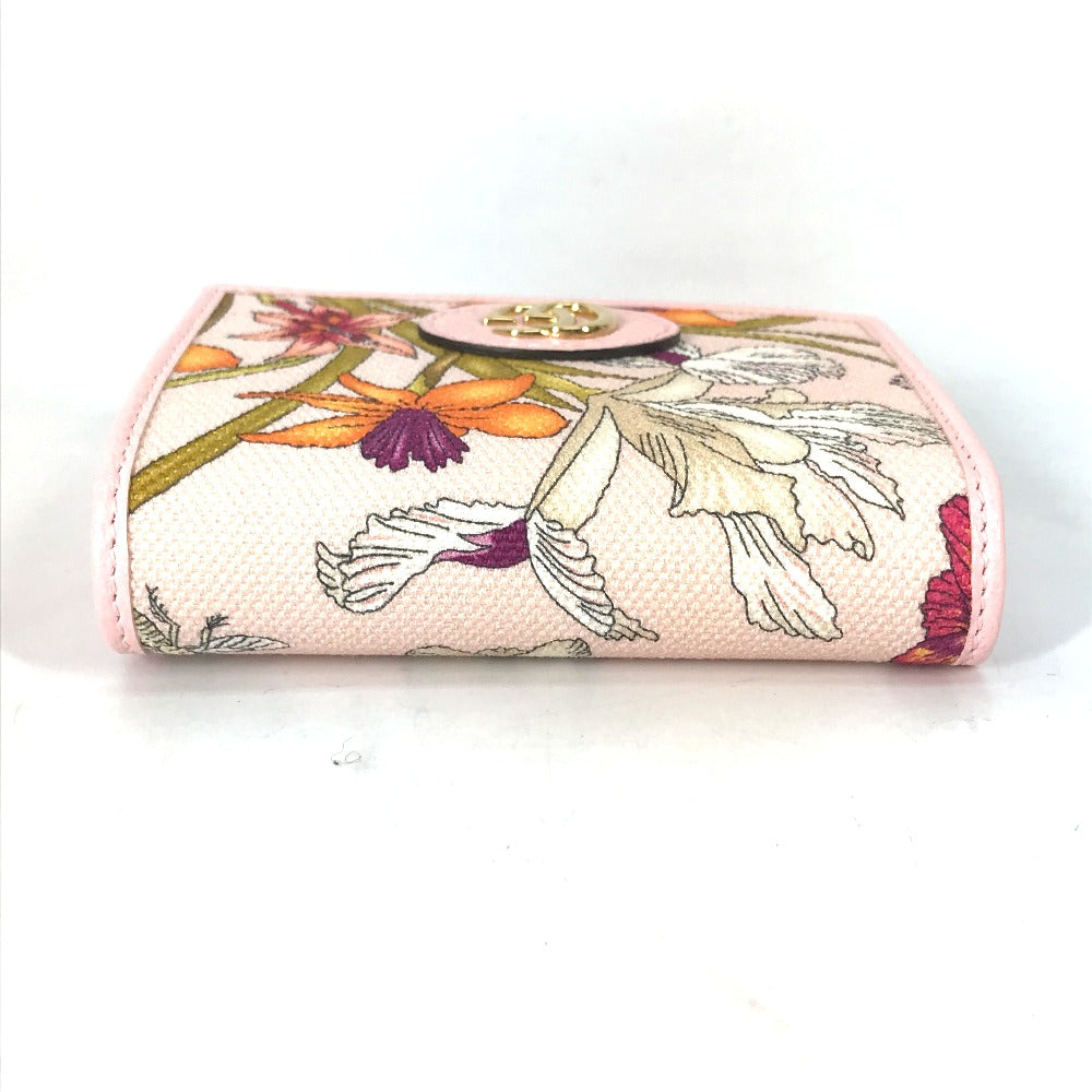 GUCCI Folded wallet 577347 Canvas / leather pink GG Marmont Flora Flower Pattern Compact wallet Women Secondhand