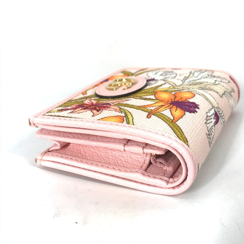 GUCCI Folded wallet 577347 Canvas / leather pink GG Marmont Flora Flower Pattern Compact wallet Women Secondhand