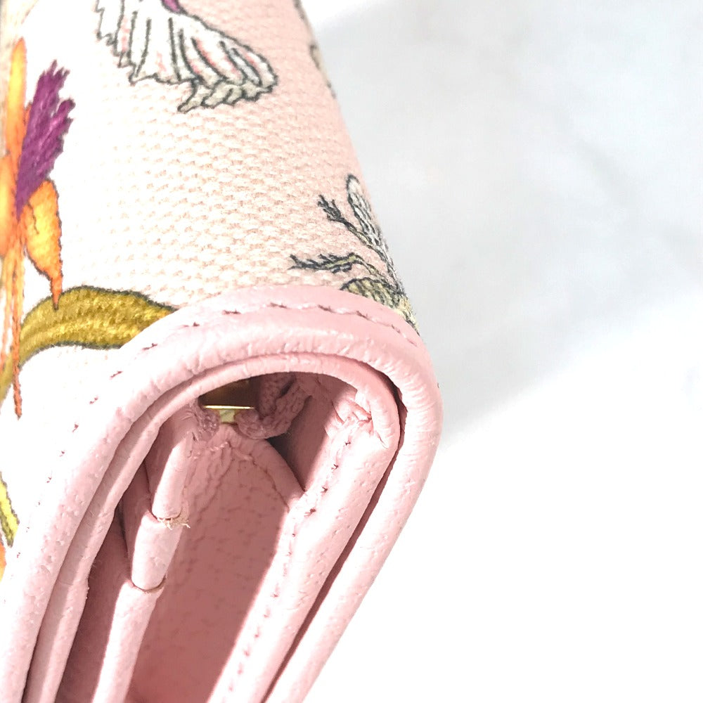 GUCCI Folded wallet 577347 Canvas / leather pink GG Marmont Flora Flower Pattern Compact wallet Women Secondhand