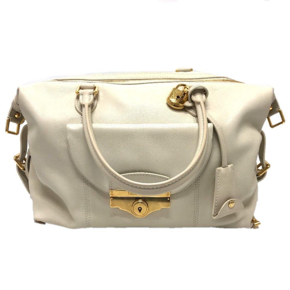 LOUIS VUITTON Boston Duffel bag leather white Sac Louis Women Used