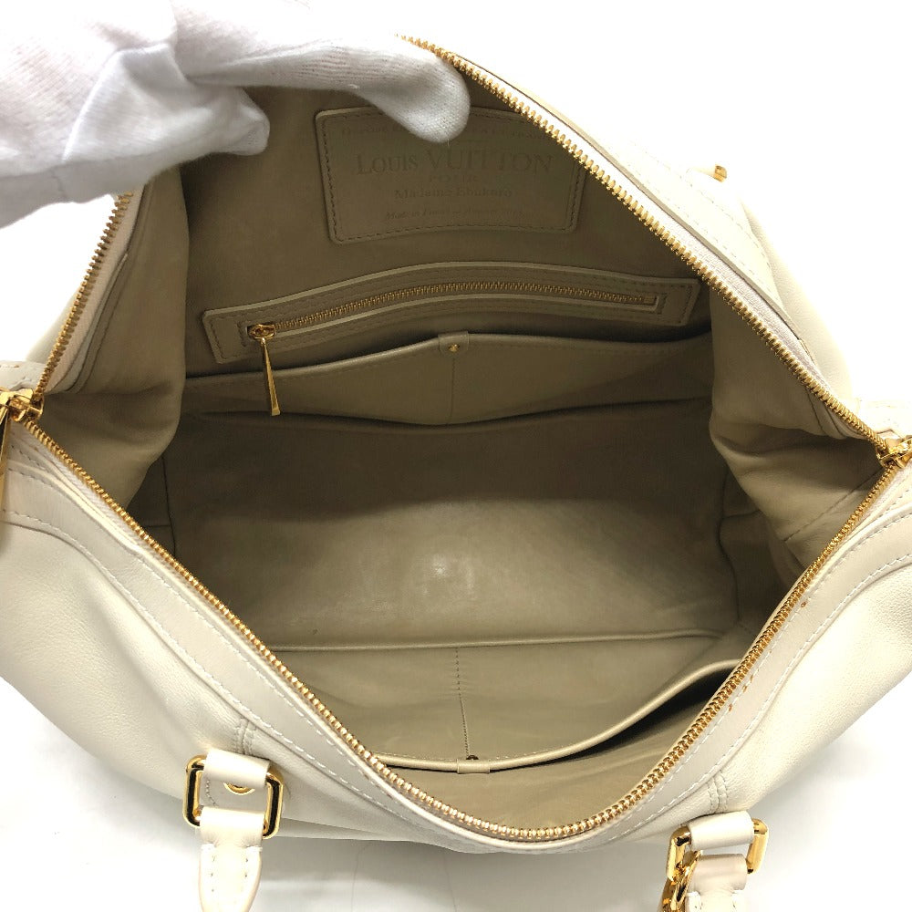 LOUIS VUITTON Boston Duffel bag leather white Sac Louis Women Used