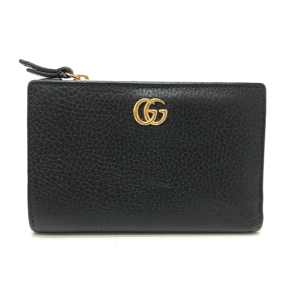 GUCCI Folded wallet 546588 leather black GG Marmont