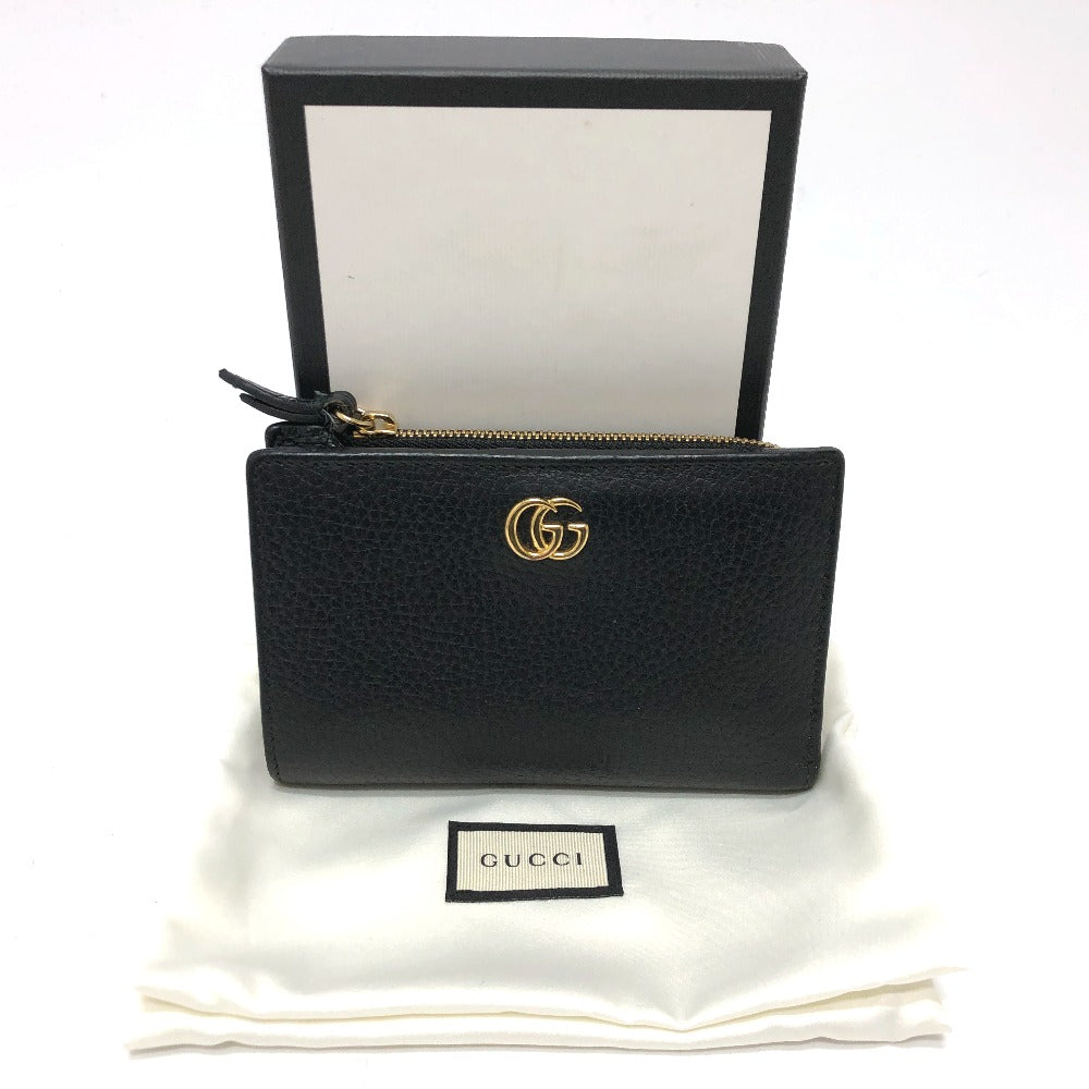 GUCCI Folded wallet 546588 leather black GG Marmont