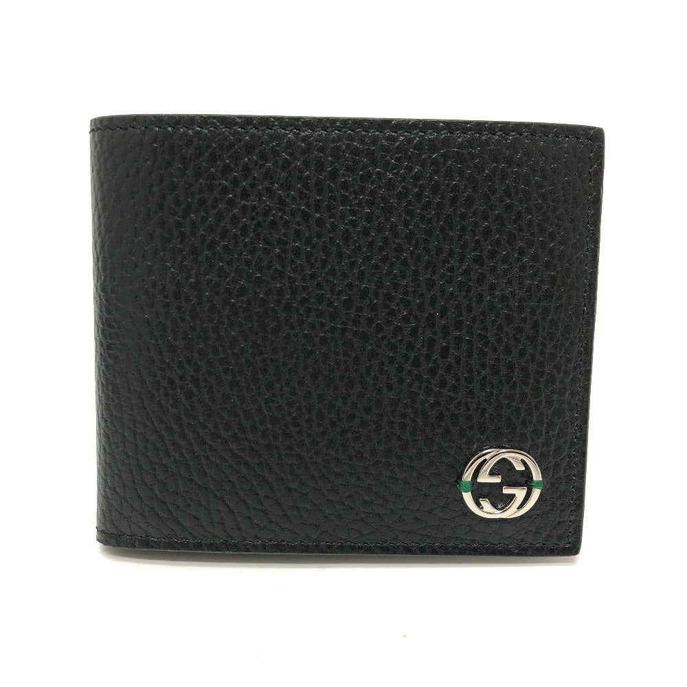 GUCCI Folded wallet 610466 leather black Interlocking G mens Used
