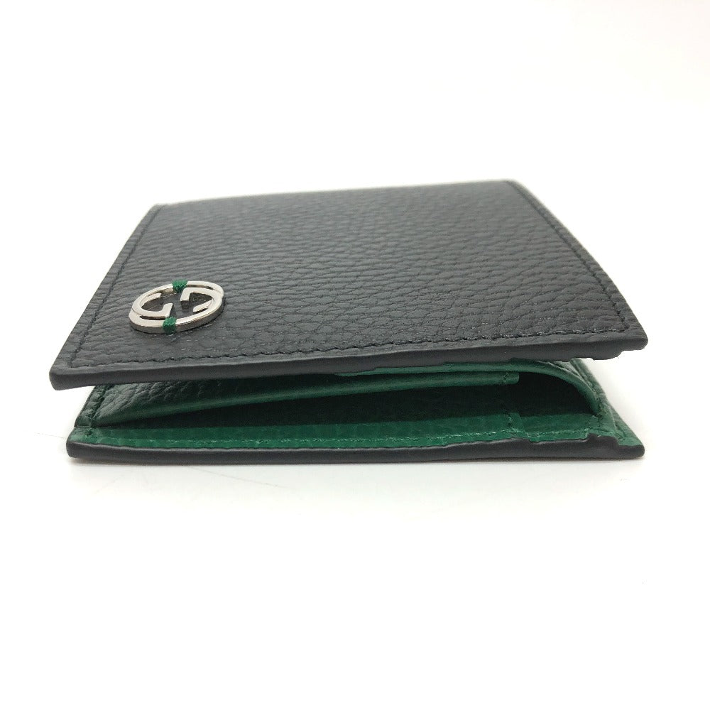 GUCCI Folded wallet 610466 leather black Interlocking G mens Used