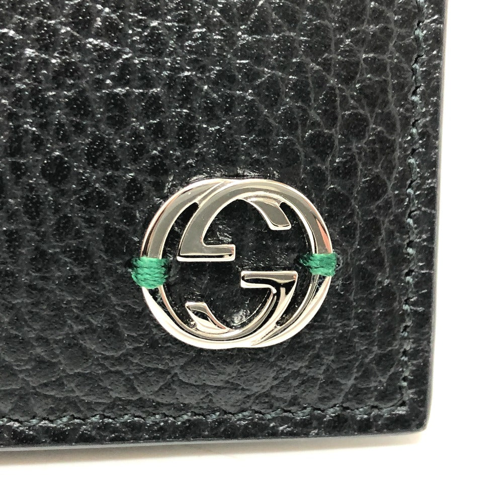 GUCCI Folded wallet 610466 leather black Interlocking G mens Used