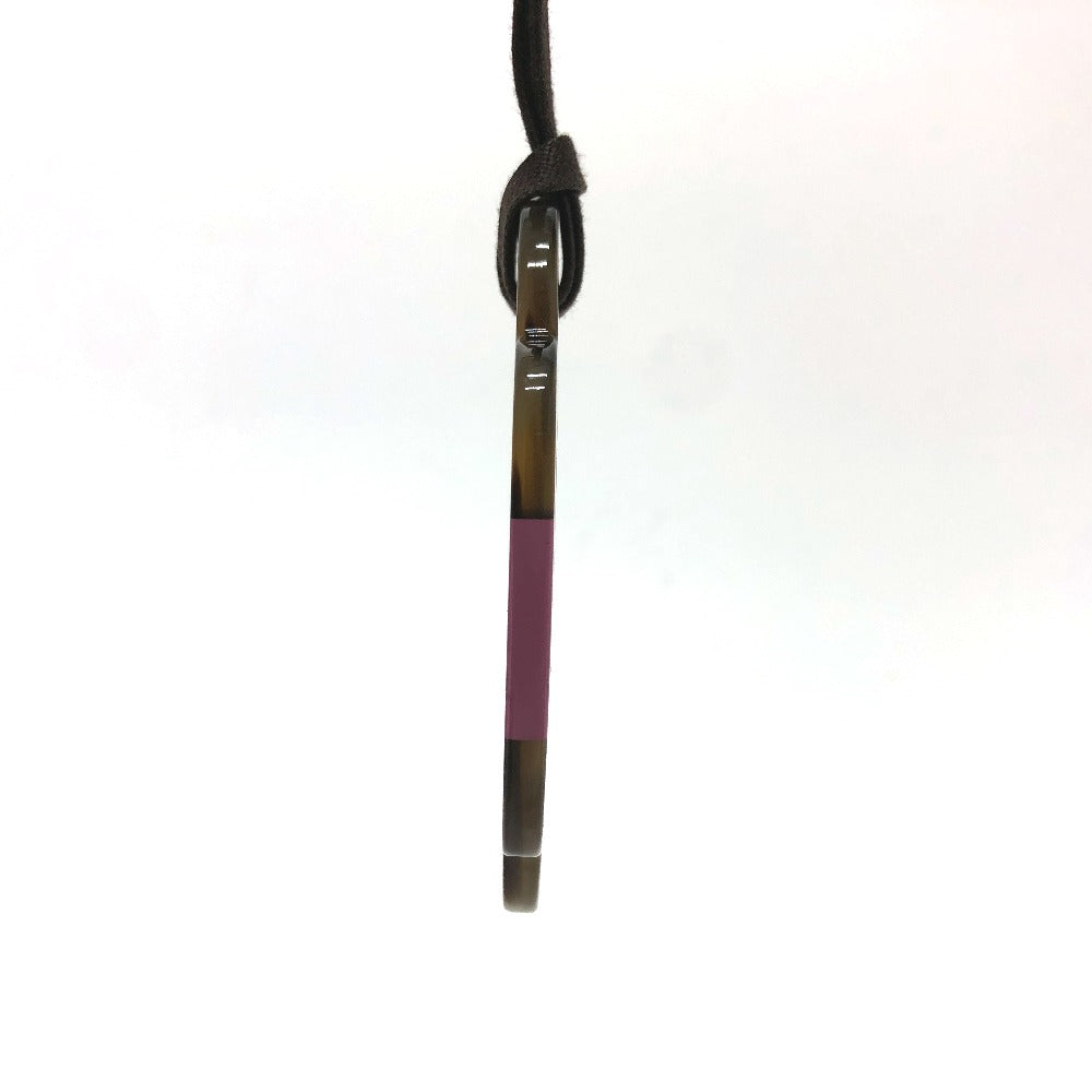 HERMES Necklace Buffalo horn Brown plate Atrage Women Used