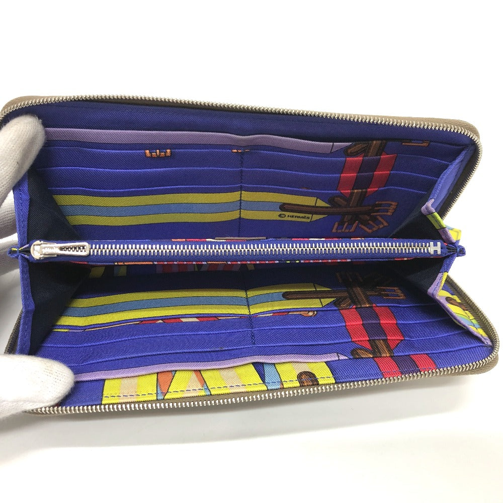 HERMES Long Wallet Purse Epsom Gray type Azap long silk in Women Used