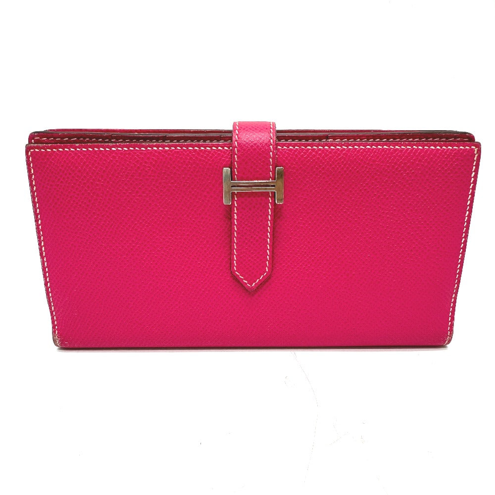 HERMES Long Wallet Purse Epsom pink Beansufla Women Used