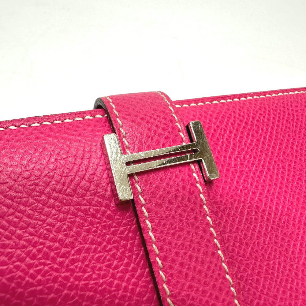 HERMES Long Wallet Purse Epsom pink Beansufla Women Used
