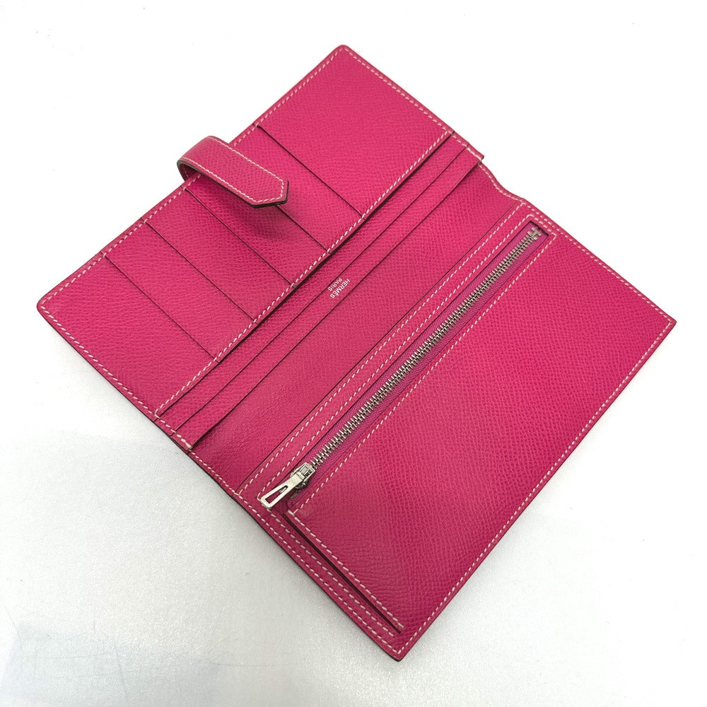 HERMES Long Wallet Purse Epsom pink Beansufla Women Used