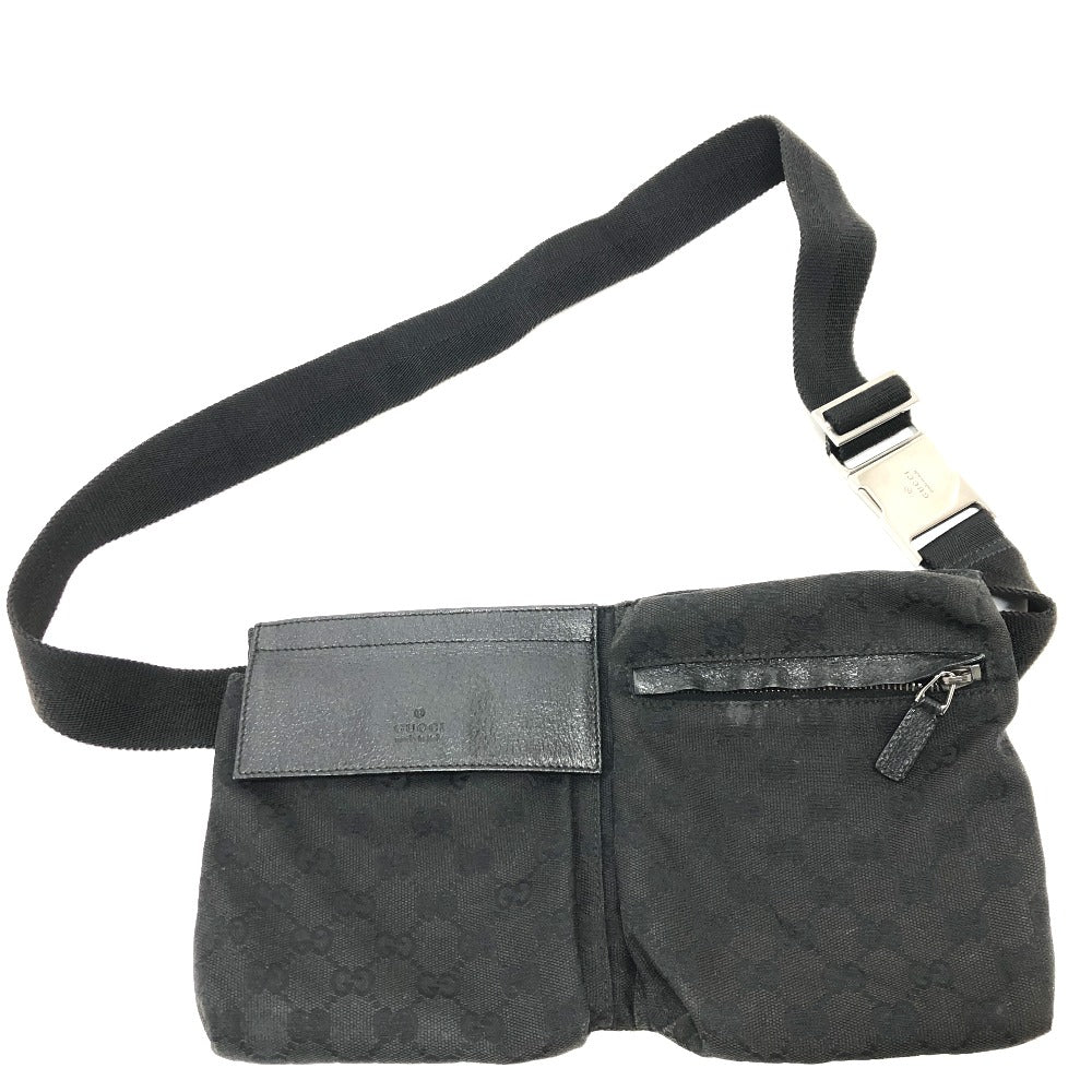 GUCCI Waist bag 28566 GG canvas / leather black GG Sling bag mens Used