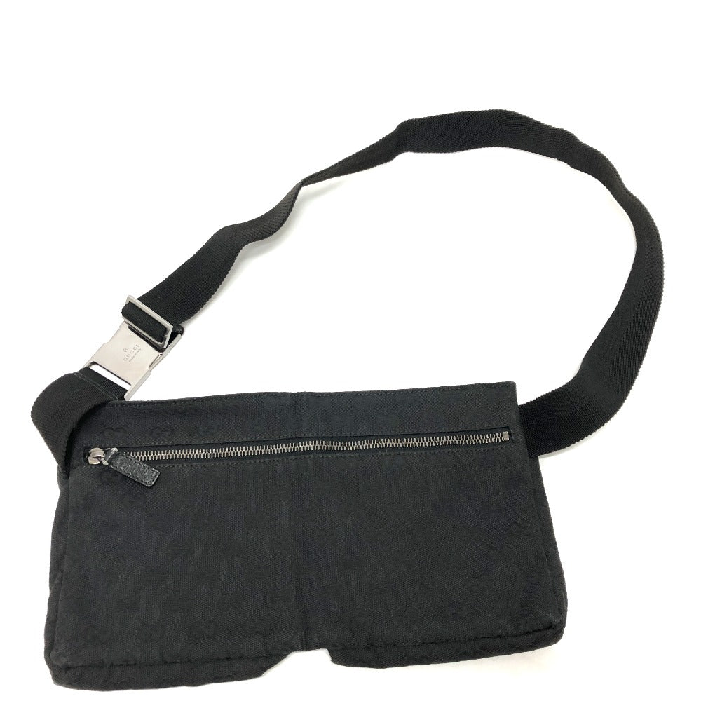 GUCCI Waist bag 28566 GG canvas / leather black GG Sling bag mens Used