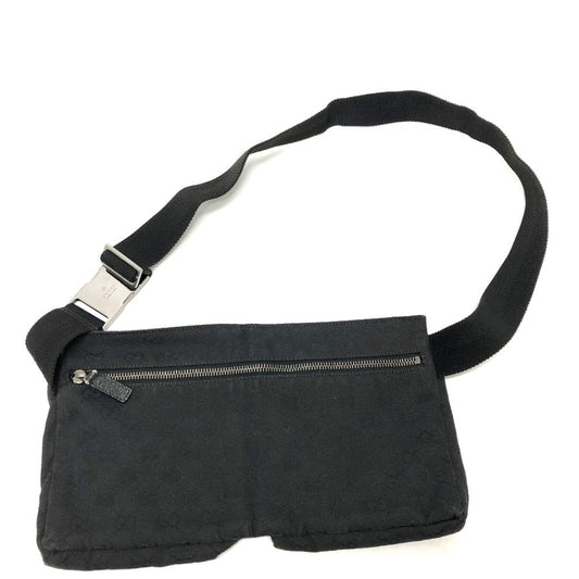 GUCCI Waist bag 28566 GG canvas / leather black GG Sling bag mens Used