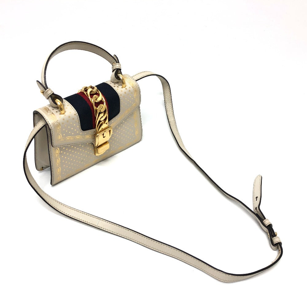 GUCCI Shoulder Bag 470270 leather white Silvi