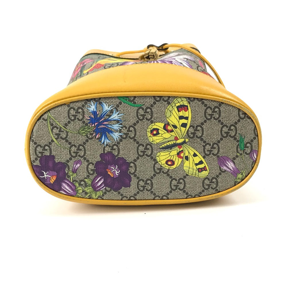 GUCCI Handbag 550621 GG Supreme Canvas beige GG Flora Flower Small Bucket Women Used