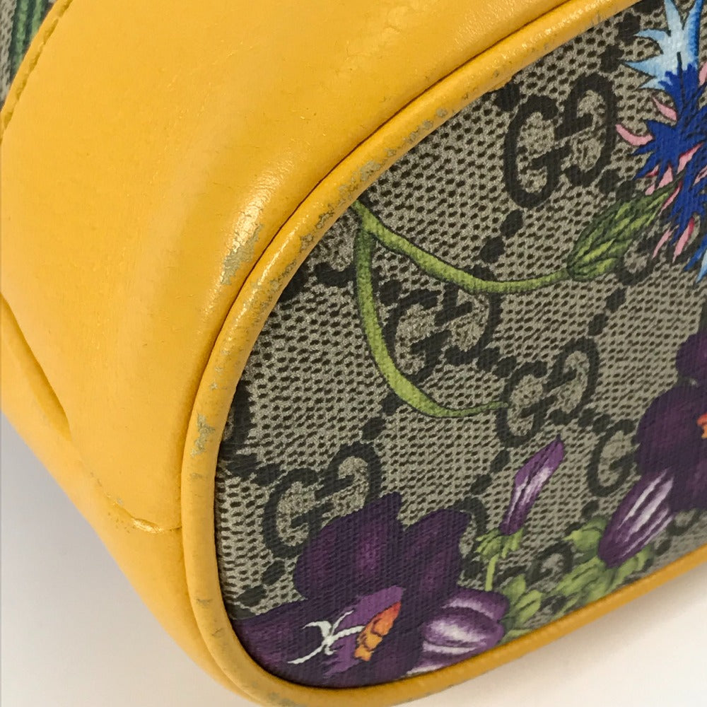 GUCCI Handbag 550621 GG Supreme Canvas beige GG Flora Flower Small Bucket Women Used