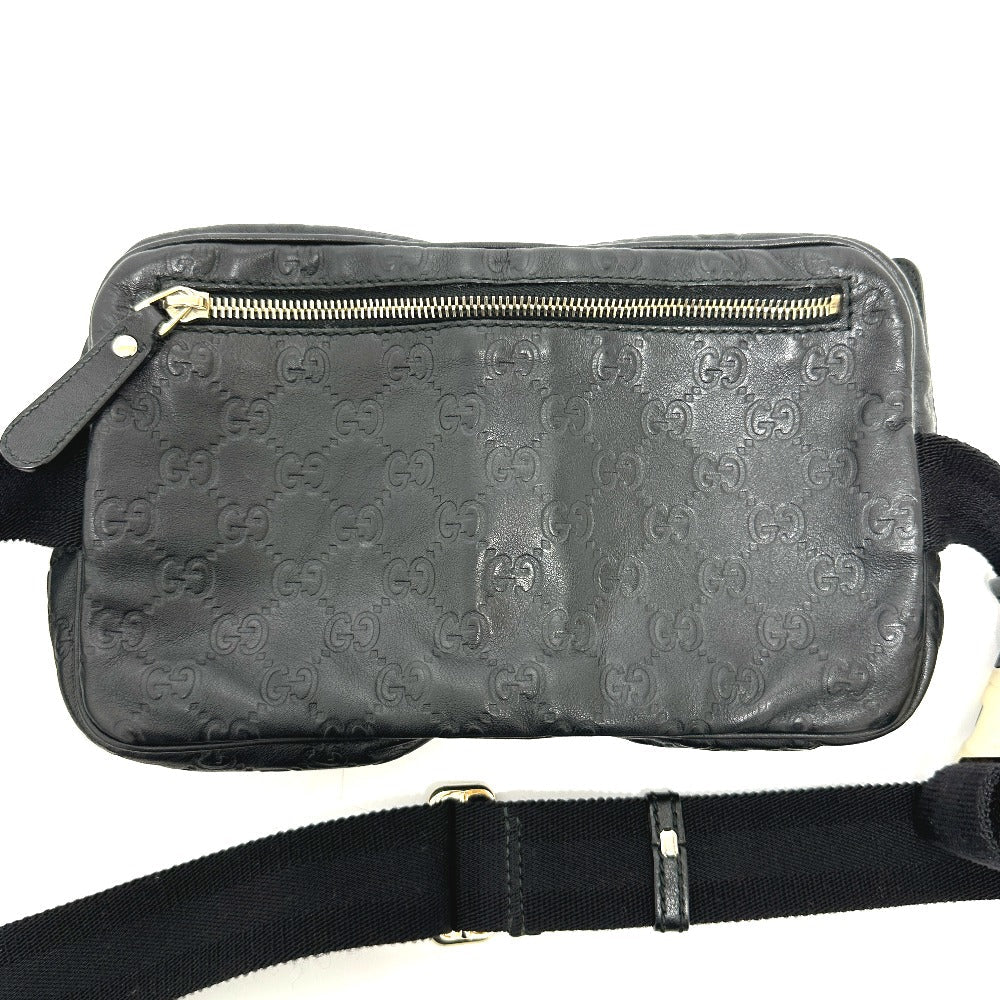 GUCCI Waist bag 246417 leather black Guccisima GGpattern Hip bag waist bag mens Used