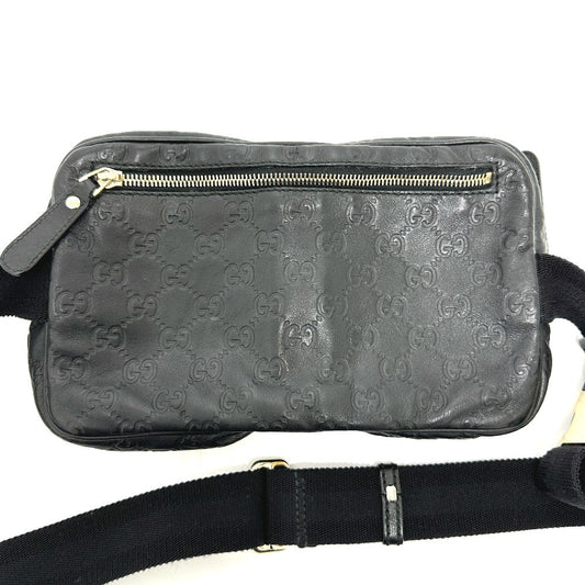 GUCCI Waist bag 246417 leather black Guccisima GGpattern Hip bag waist bag mens Used