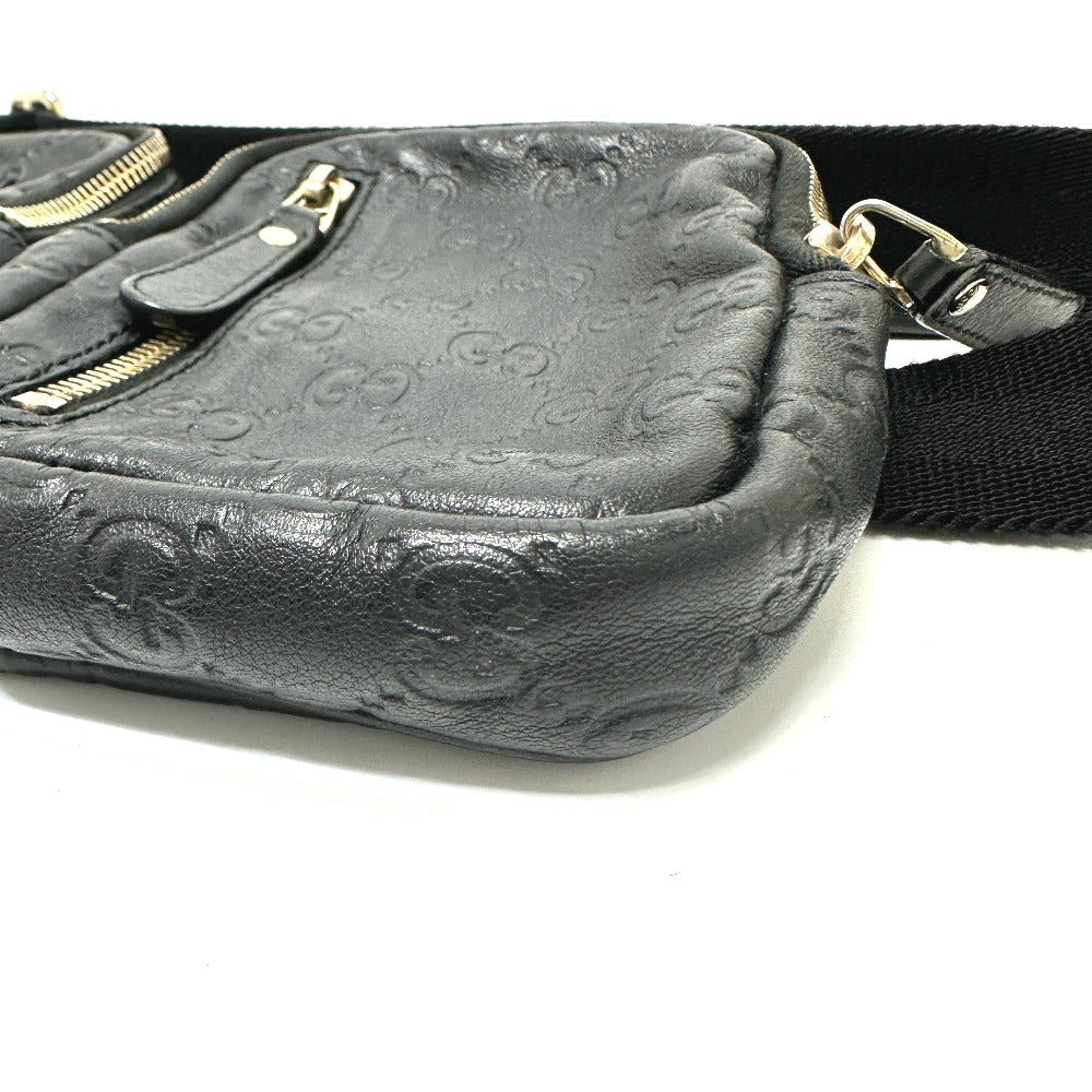 GUCCI Waist bag 246417 leather black Guccisima GGpattern Hip bag waist bag mens Used