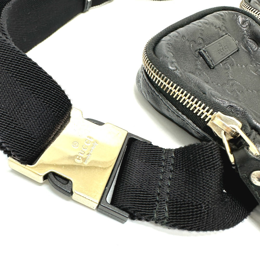 GUCCI Waist bag 246417 leather black Guccisima GGpattern Hip bag waist bag mens Used
