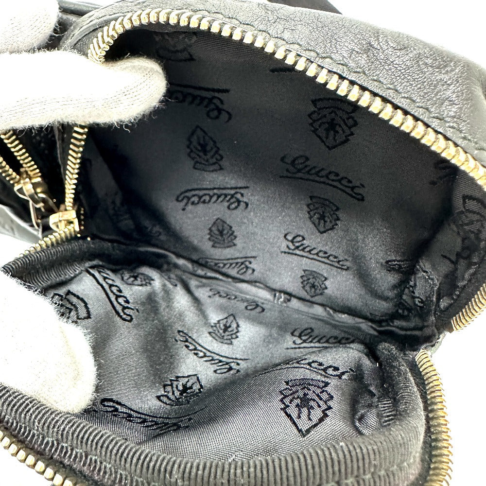 GUCCI Waist bag 246417 leather black Guccisima GGpattern Hip bag waist bag mens Used
