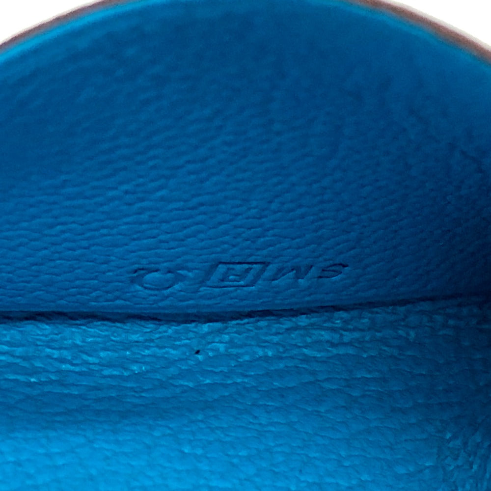 HERMES Card Case Shave blue Calvi Women Used