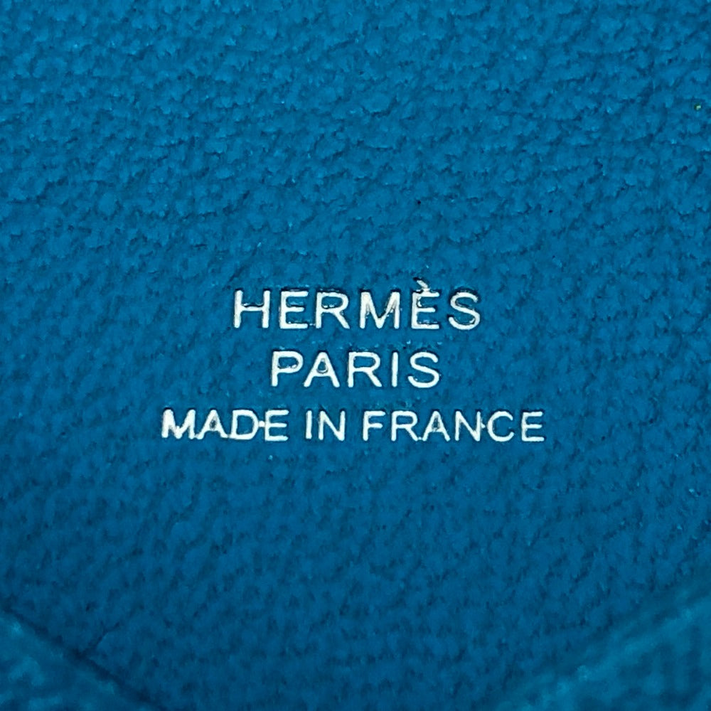 HERMES Card Case Shave blue Calvi Women Used