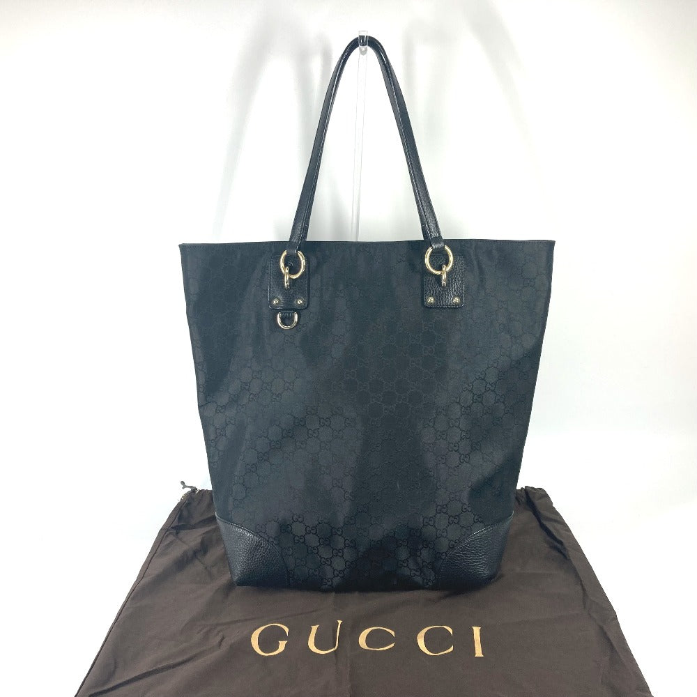 GUCCI Tote Bag 353702 Nylon / leather black GG Women Used