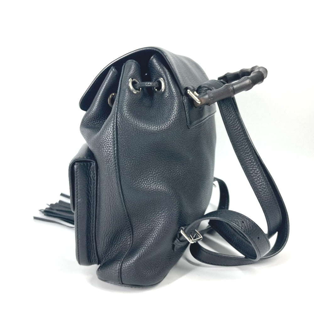 GUCCI Backpack 370833 leather black Bamboo backpack fringe tassel Women Used