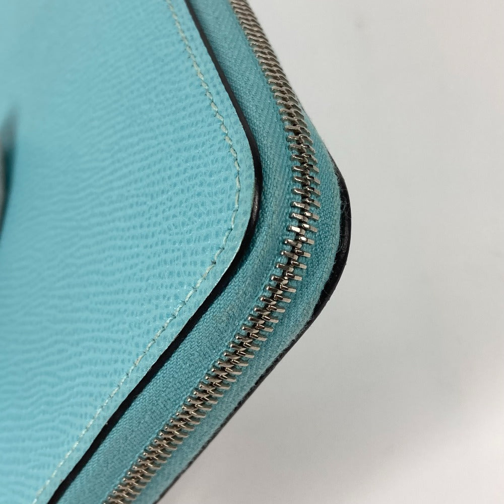 HERMES Long Wallet Purse Epsom blue Azap Long Silk in Women Used