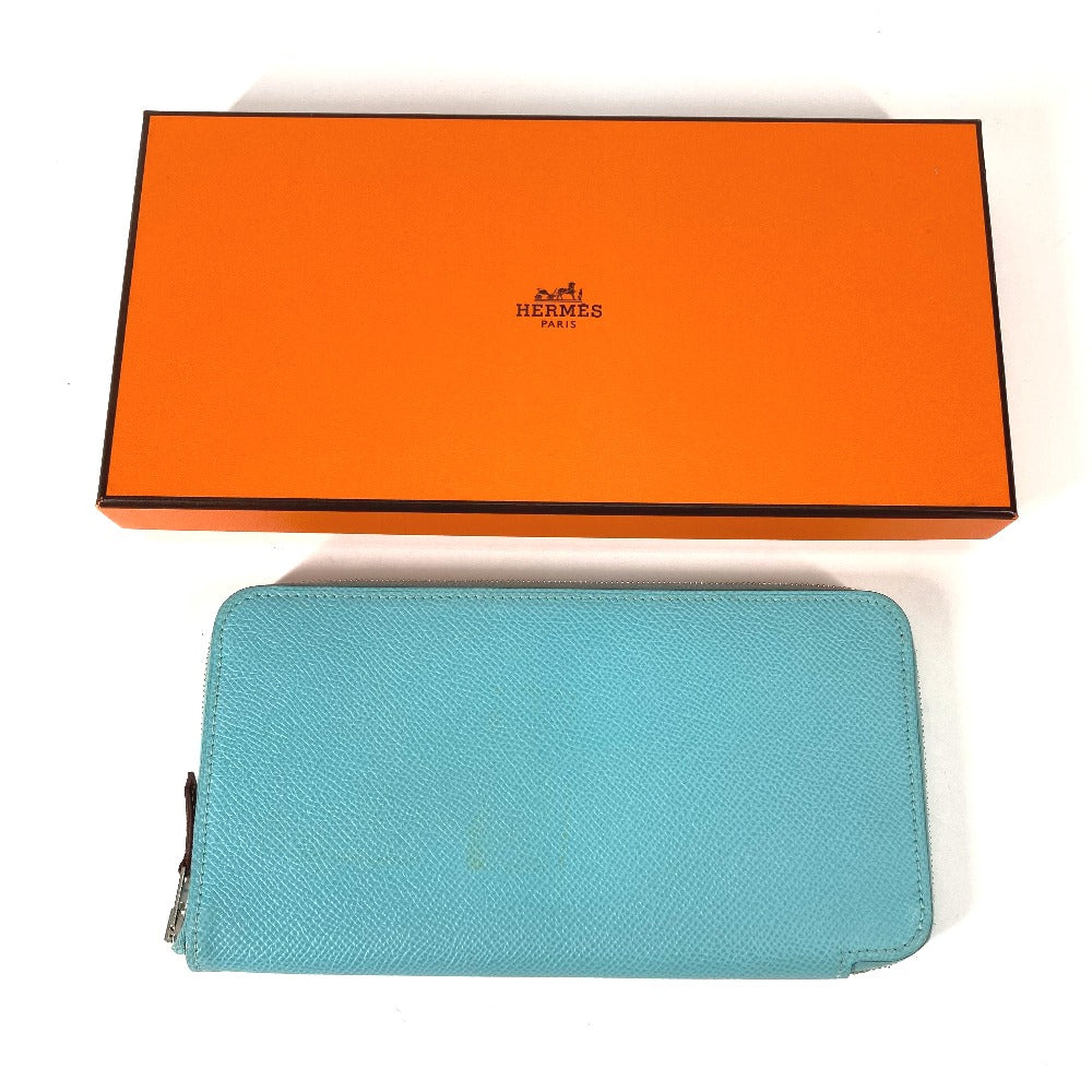 HERMES Long Wallet Purse Epsom blue Azap Long Silk in Women Used